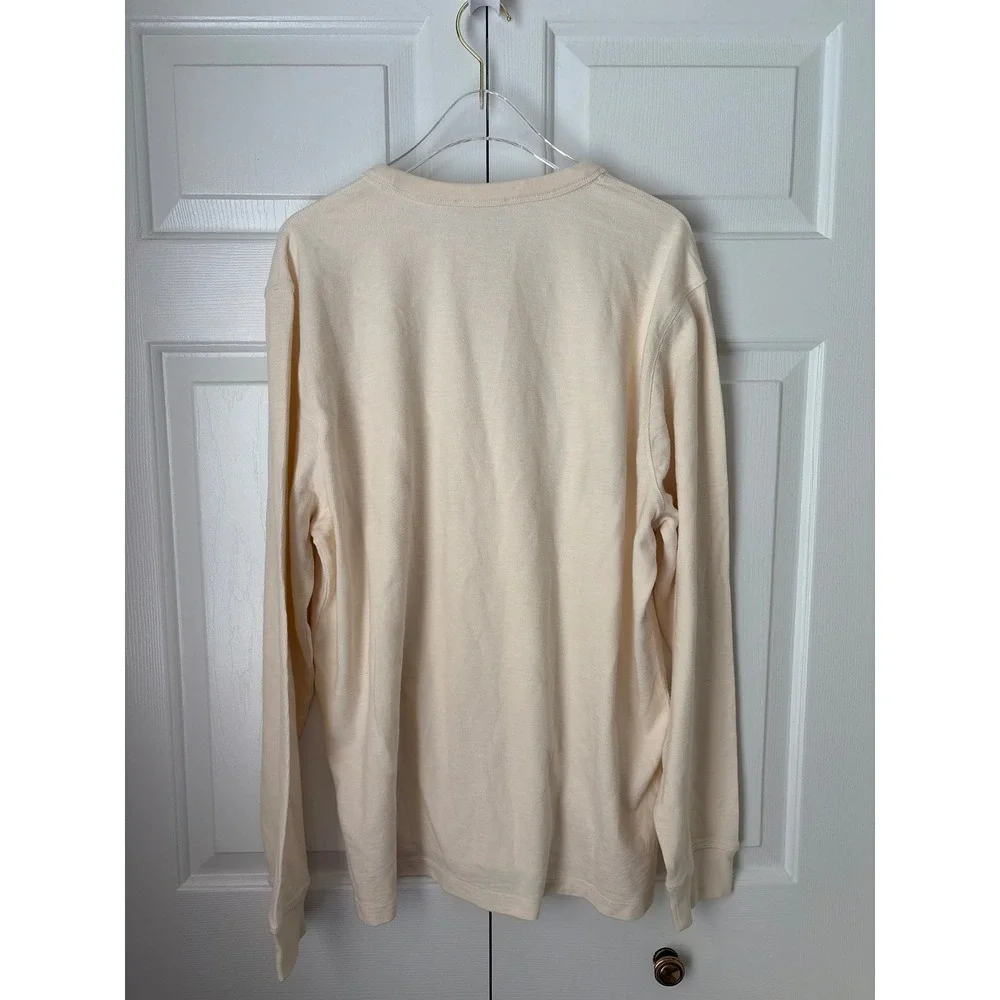 J.Crew Heavyweight Slub Cotton Long-Sleeve Tee Mens L Vintage Ivory Casual